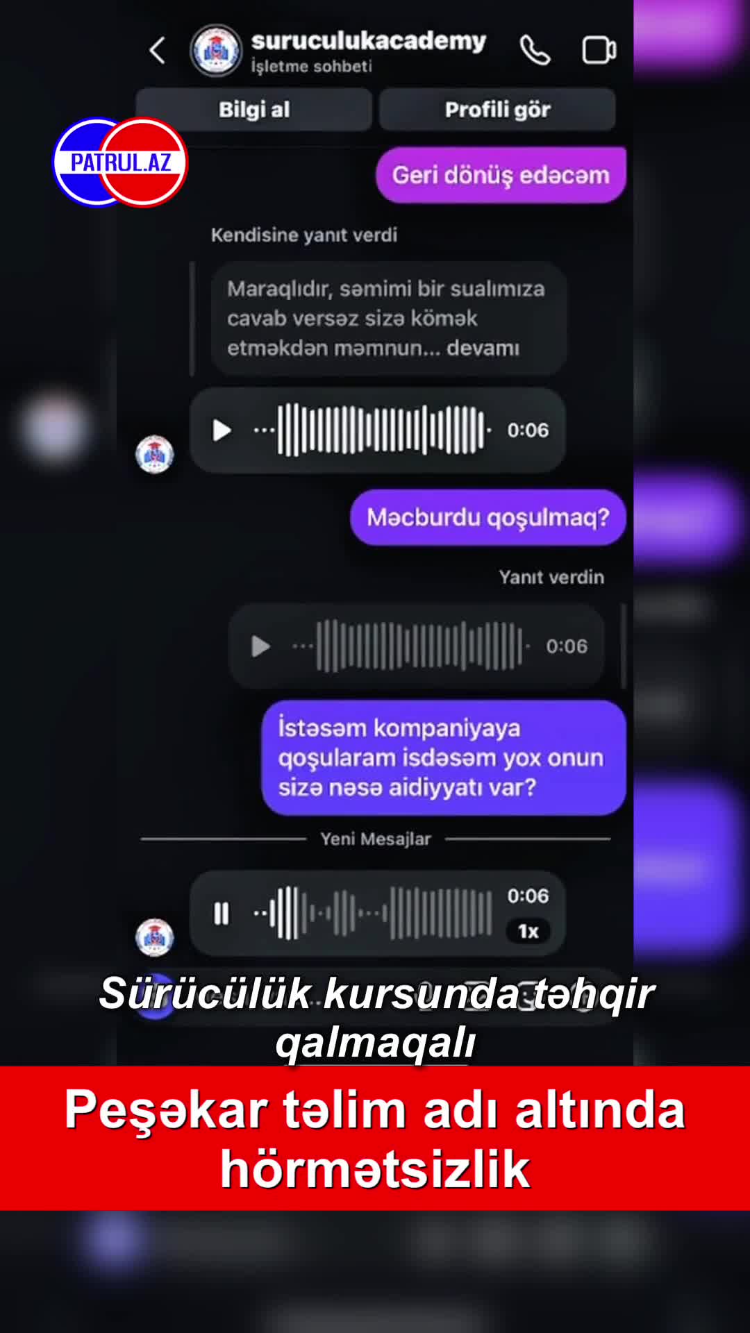 Sürücülük kursunda təhqir qalmaqalı 