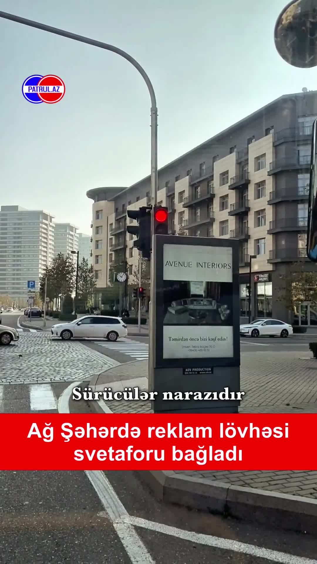 Ağ Şəhərdə reklam lövhəsi svetaforu bağladı - sürücülər narazıdır