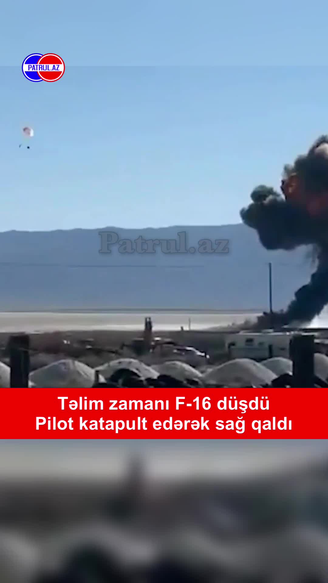 Təlim zamanı F-16 düşdü - Pilot katapult edərək sağ qaldı