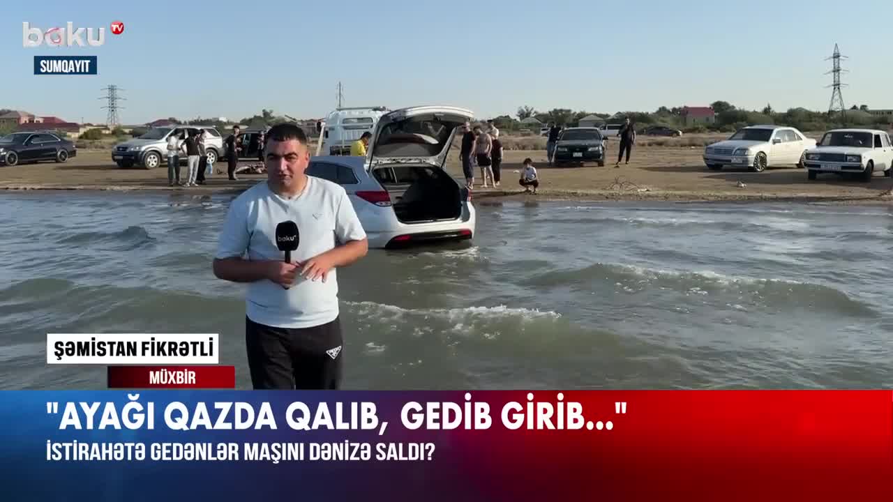 Sumqayıtda dəniz sahilində təhlükəli anlar