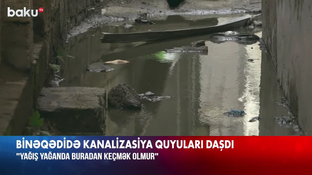 Binəqədidə kanalizasiya quyuları daşdı
