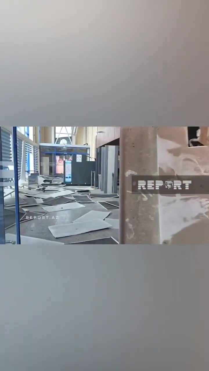 Vurulan Naxçıvan aeroportunun içindən 