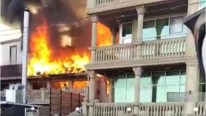 Sumqayıtda hotel yanır