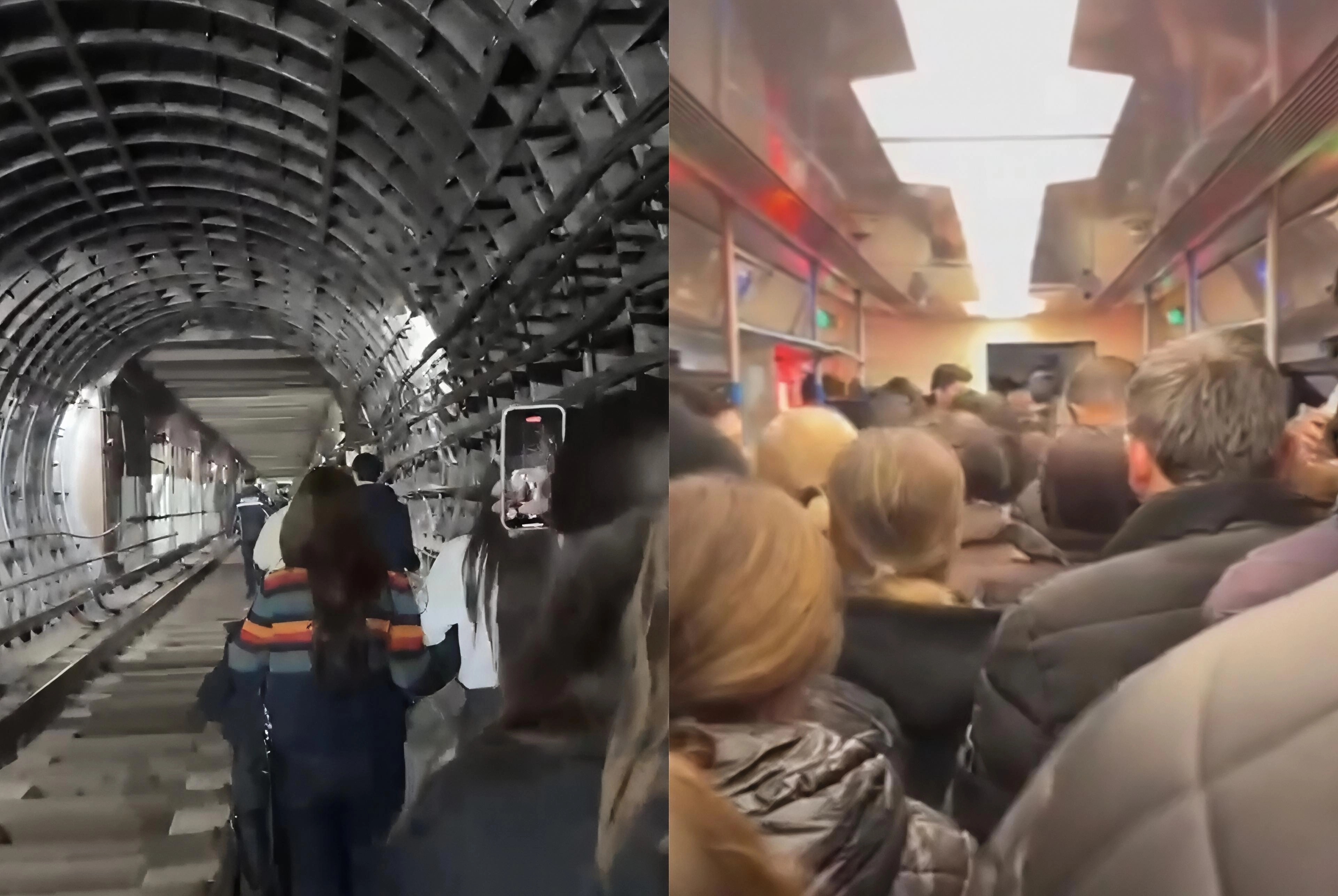 Sərnişinlərin tuneldən çıxarılma anı