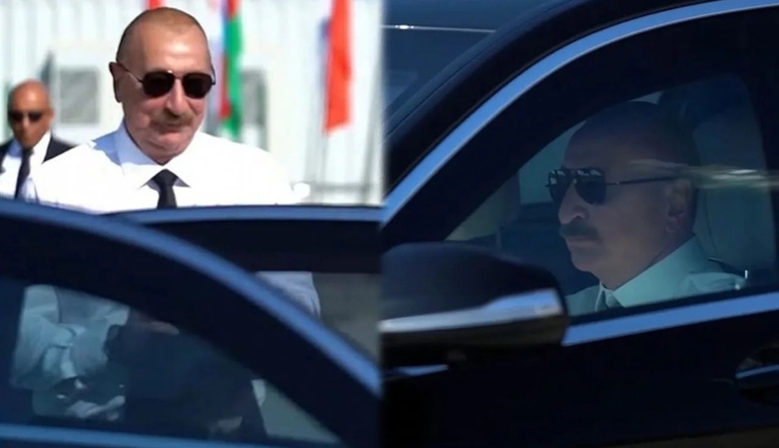 İlham Əliyev açılışdan sonra sükan arxasına keçdi 