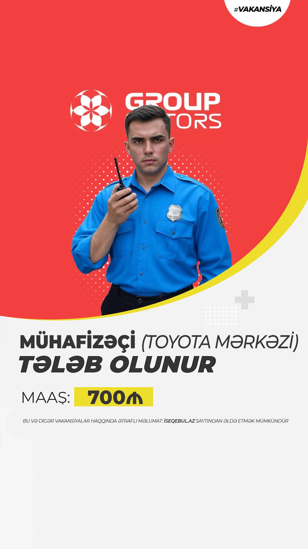 ???? Mühafizəçi (Toyota Abşeron Mərkəzi) tələb olunur