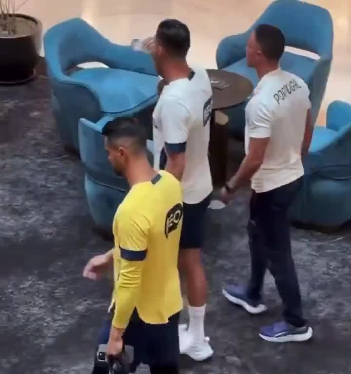 Ronaldo şəkil üçün yaxınlaşan azarkeşi itələdi
