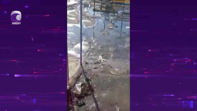 Yeni Günəşlidə fasilələrə verilən su küçəyə axır