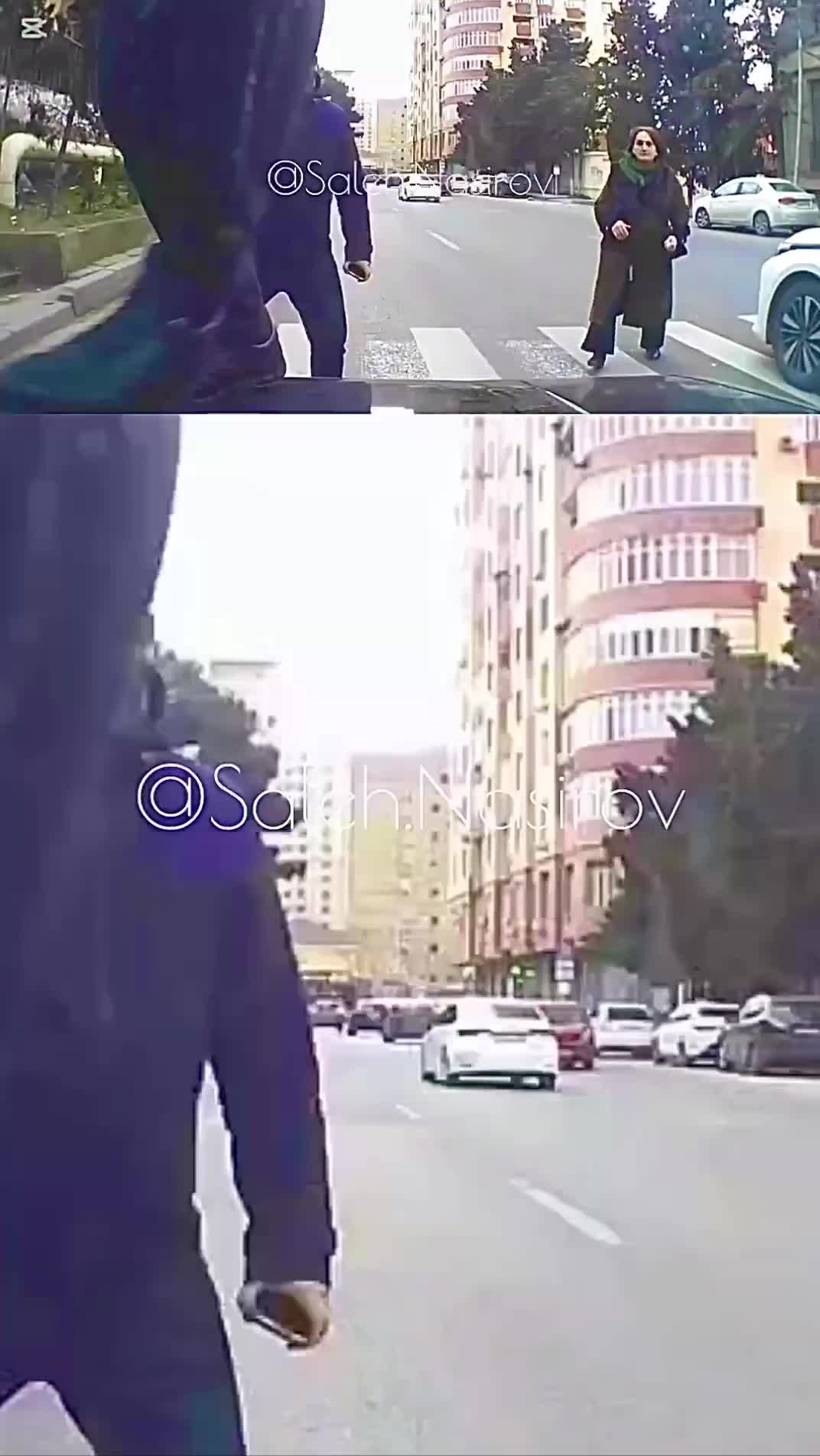 Bakıda qəribə hadisə - Maşının üstünə tullandı