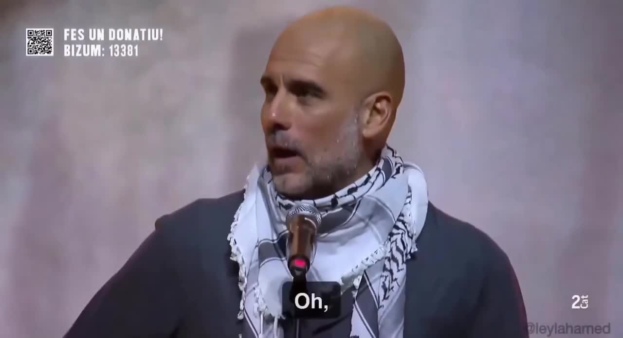 Qvardioladan Fələstindəki uşaqlarla bağlı təsirli çıxış