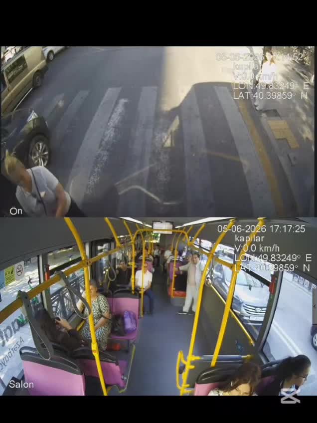 Bakıda xanım sərnişin avtobusa hücum etdi