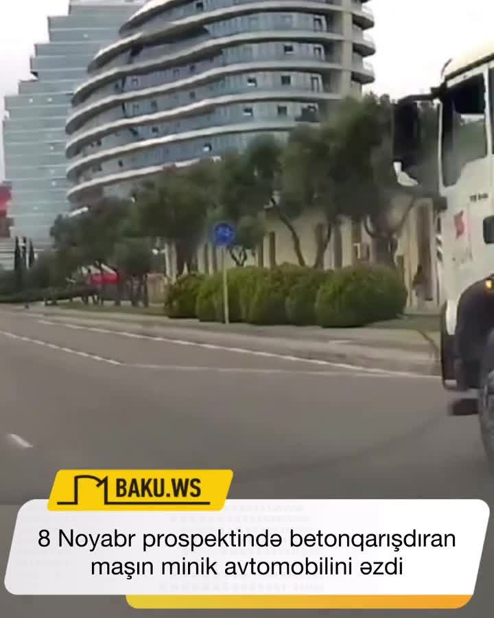 Bakıda betonqarışdıran maşın minik avtomobilini ƏZDİ