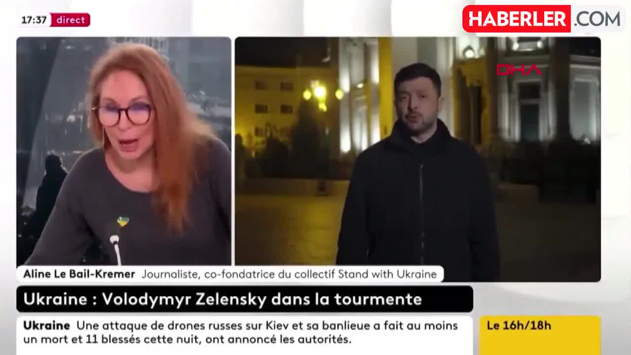 Zelenski TV kanala canlı bağlandığı an bomba həyəcanı verildi