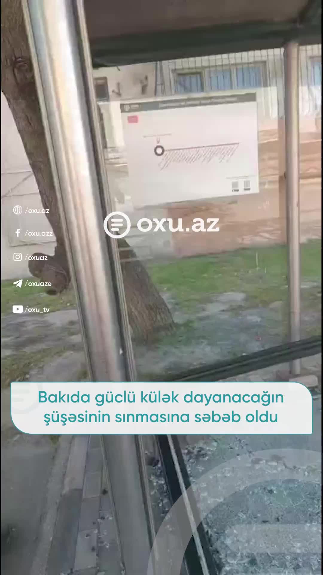 Güclü külək dayanacaqda şüşəni SINDIRDI