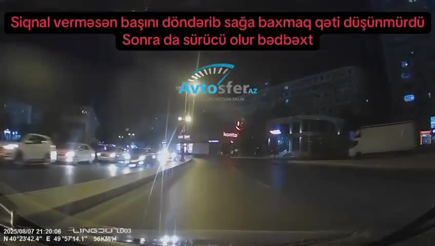 Yerə baxa-baxa yolu keçən gənc qız qəzadan son anda xilas oldu