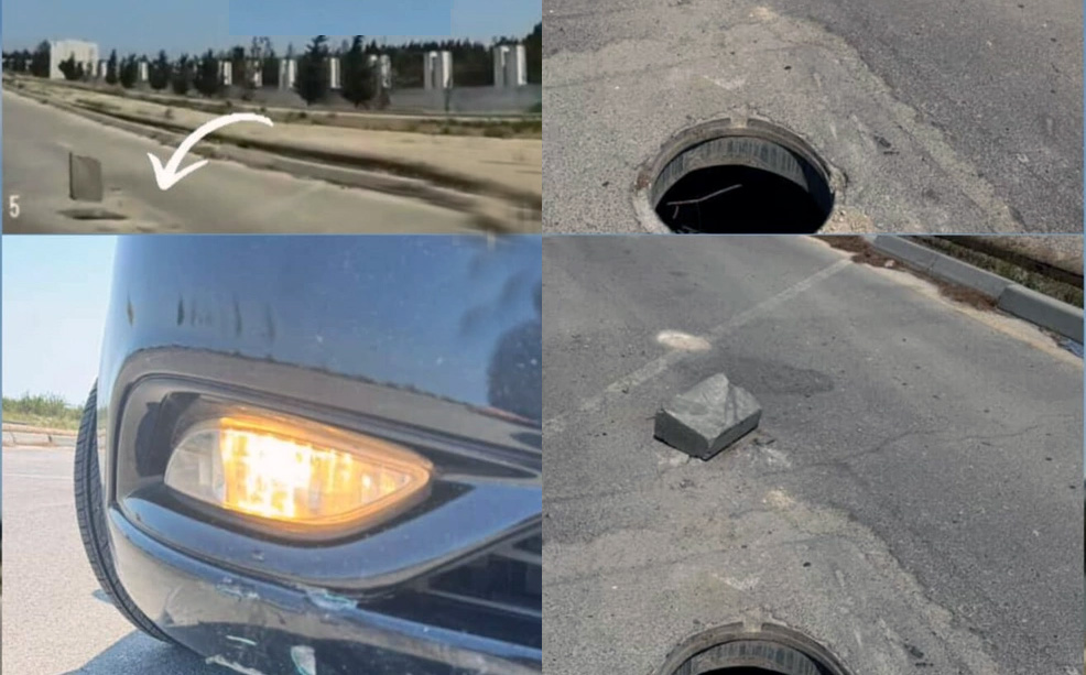 Bakıda yolda açıq qalan lükə görə avtomobilə zərər dəydi