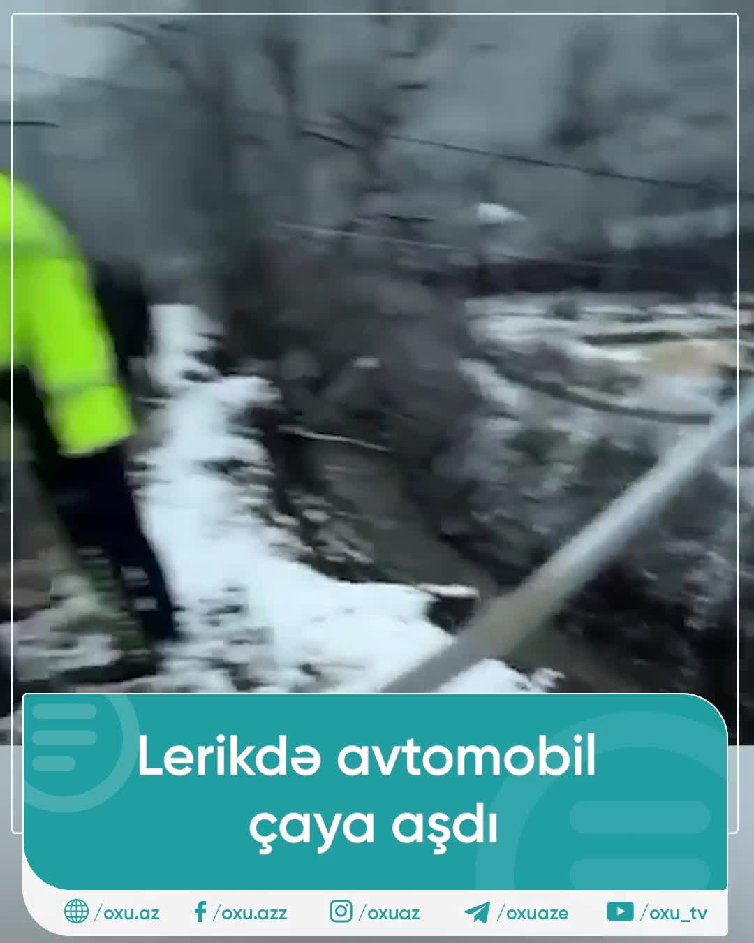 Lerikdə buzlu yolda sürüşən avtomobil çaya aşdı