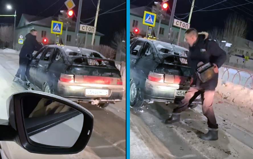 Sərxoş sürücü maşını yol polisinə verməmək üçün yandırdı 