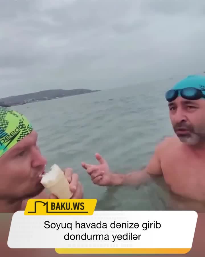 Soyuq havada dənizə girib dondurma yedilər