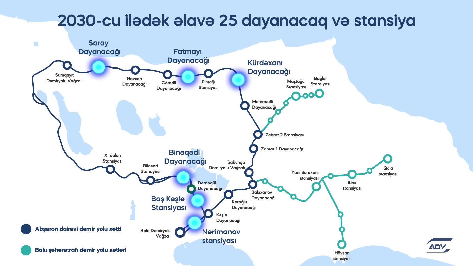 Bakının bu ərazilərində dəmir yolu stansiyaları tikiləcək 