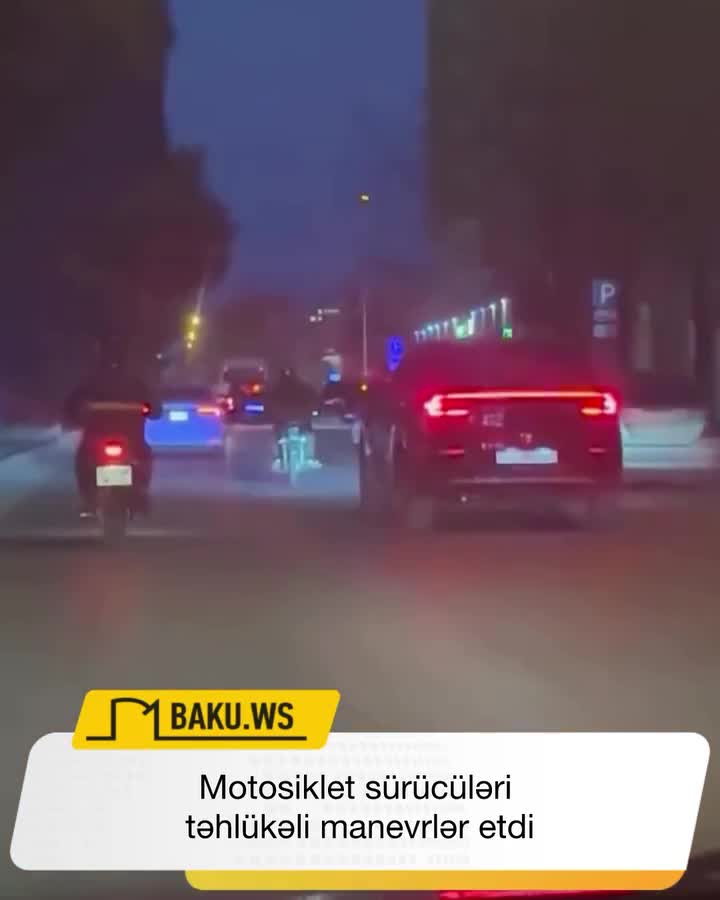 Sürücü motosikleti "şahə qaldıraraq" təhlükə yaratdı