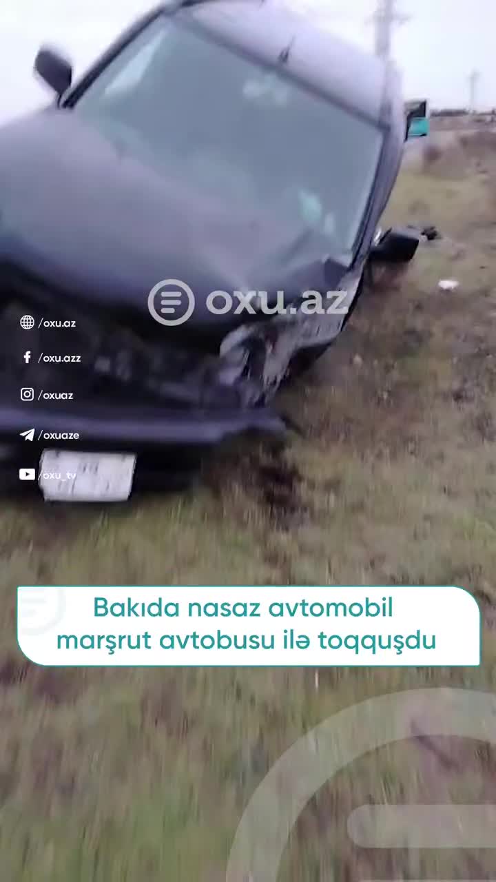 Bakıda nasaz avtomobil maşrut avtobusu ilə toqquşdu