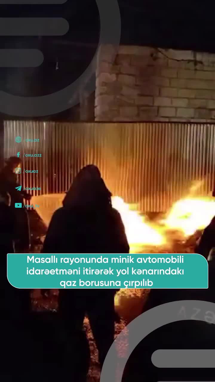 Masallıda qaz borusuna çırpılan avtomobil tamamilə YANIB