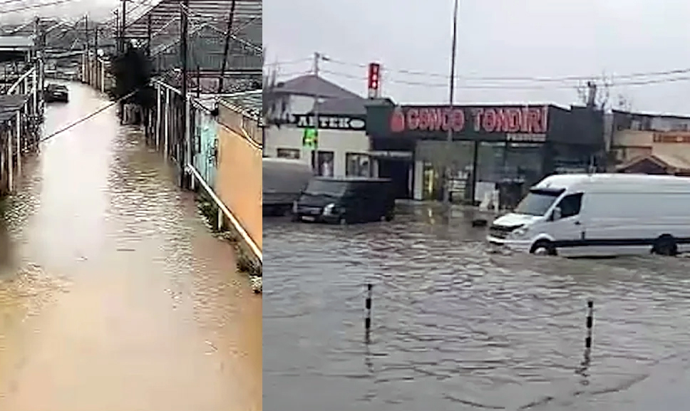 Bakıda güclü yağış fəsadlar törətdi