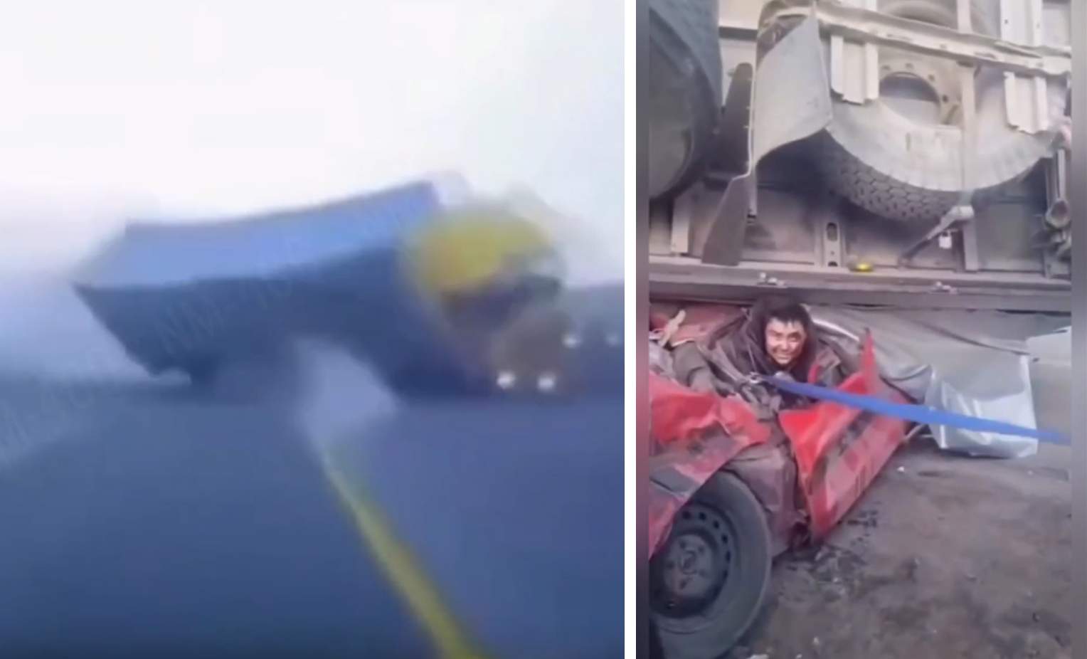 “Mazda” kitab kimi əzildi; sürücü sağ qaldı