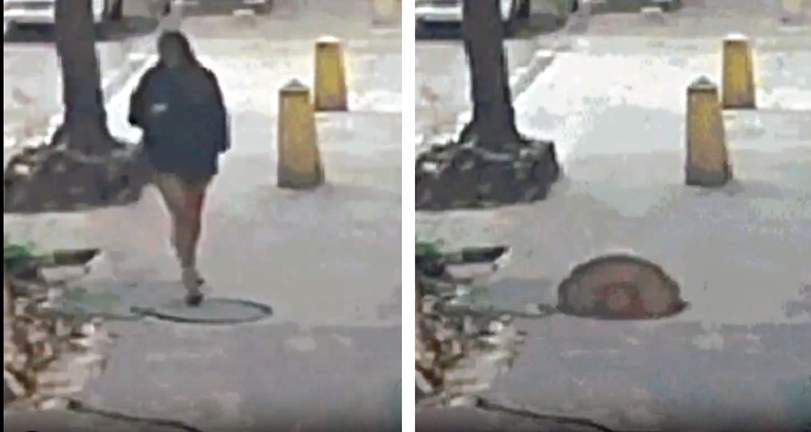 Başı telefona qarışan qadın kanalizasiya quyusuna düşdü