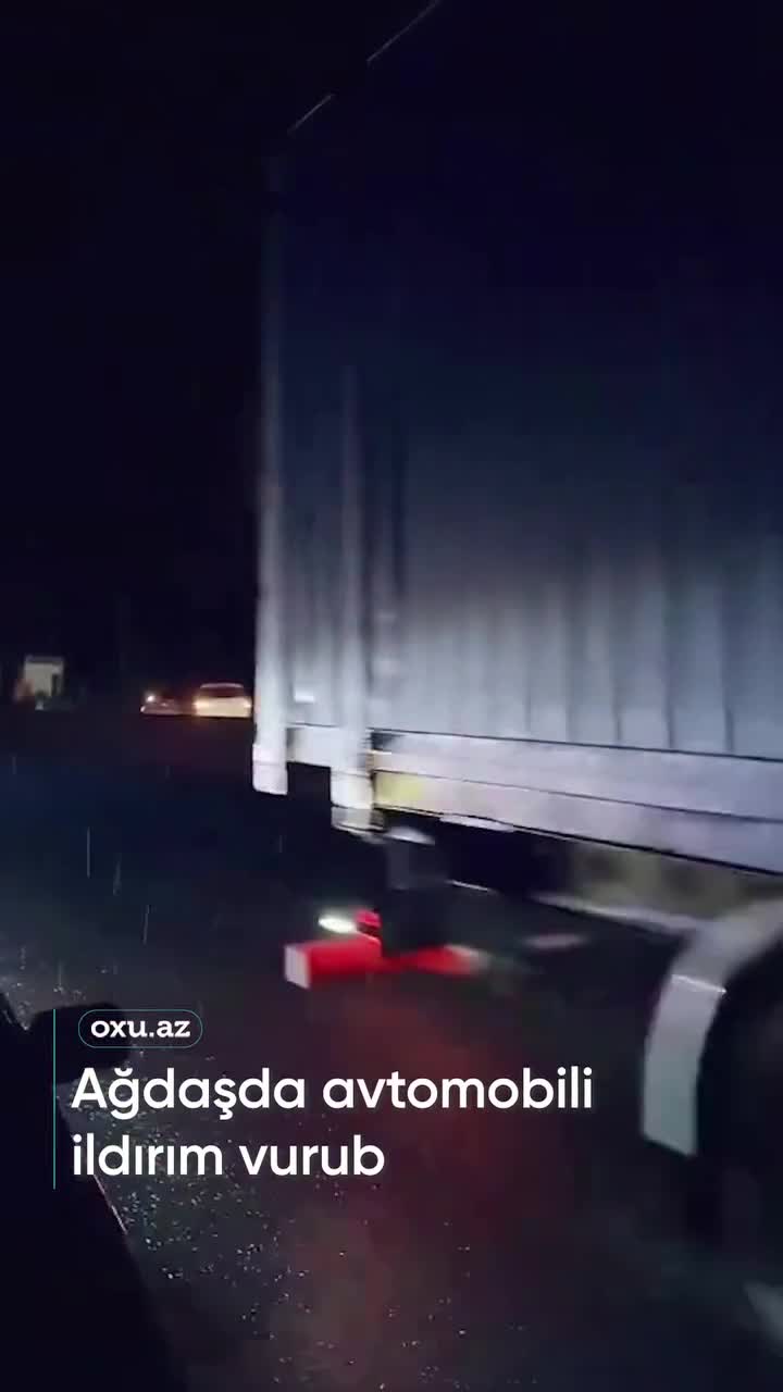 Ağdaşda “DAF”ı ildırım vurdu, yük maşını yandı - VİDEO