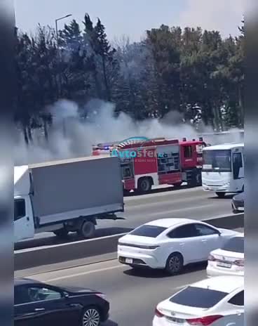 Bakı-Sumqayıt yolunda avtobus yanıb - AÇIQLAMA