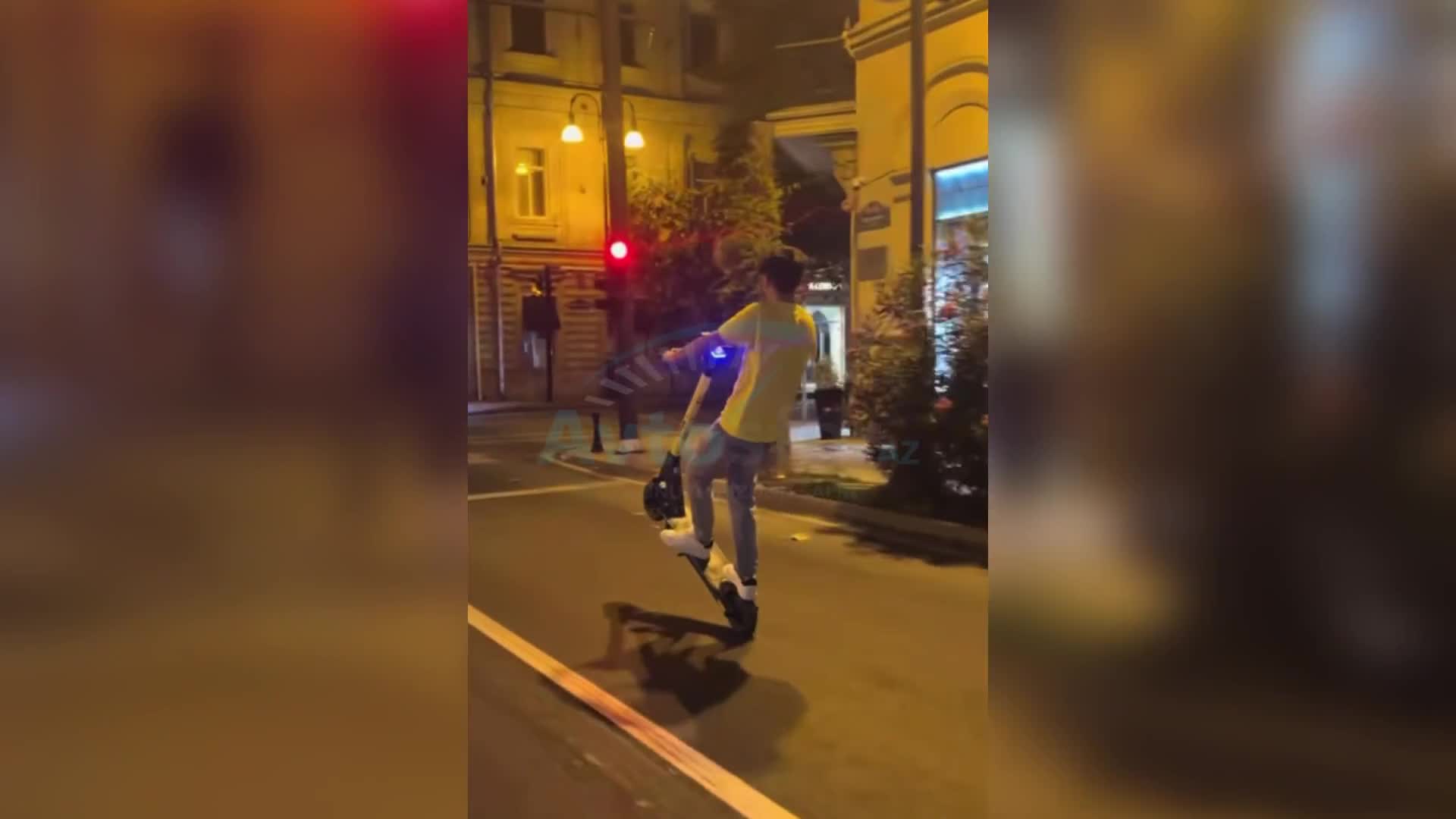 Skuterlə “hoqqa” verən gənc az qala qəza törədəcəkdi
