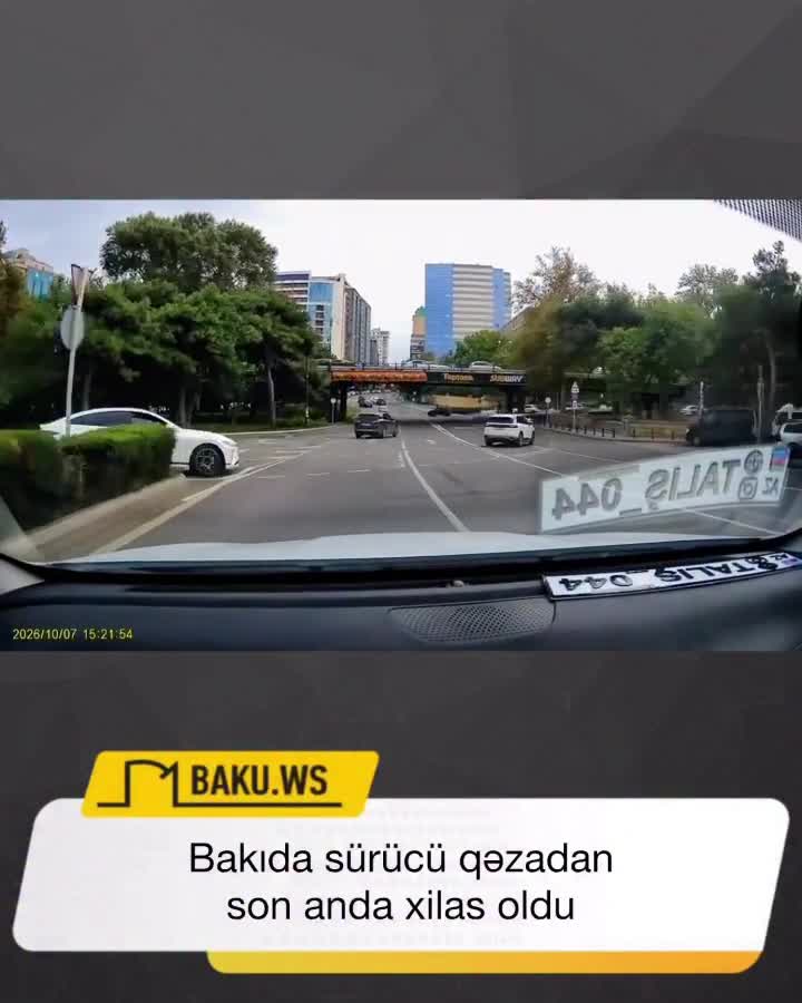 Bakıda sürücü qəzadan son anda xilas oldu